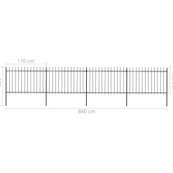 MAISON EXCLUSIVE - Clôture de jardin avec dessus en forme de lance en acier 714,5 x 120 cm noir