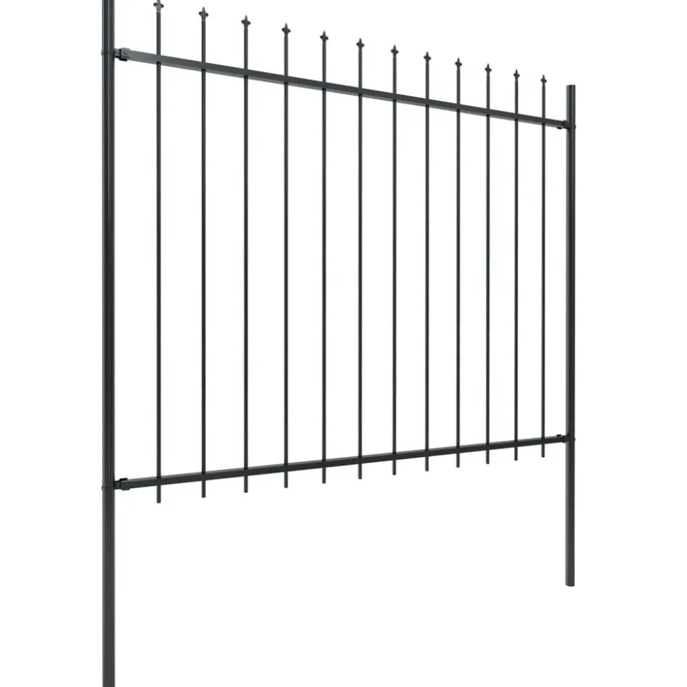 MAISON EXCLUSIVE - Clôture de jardin avec dessus en forme de lance en acier 714,5 x 150 cm noir