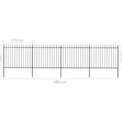 MAISON EXCLUSIVE - Clôture de jardin avec dessus en forme de lance en acier 714,5 x 150 cm noir