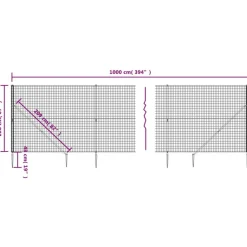 MAISON EXCLUSIVE - Clôture en treillis métallique et piquet d'ancrage vert 2,2x10m