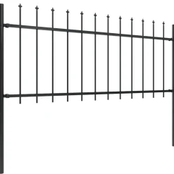 MAISON EXCLUSIVE - Clôture de jardin avec dessus en forme de lance en acier 1781,5 x 80 cm noir