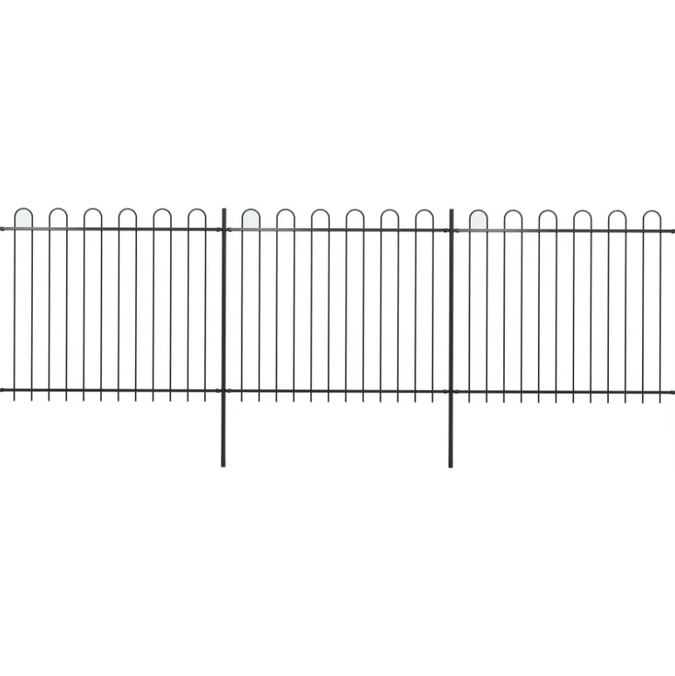 MAISON EXCLUSIVE - Clôture de jardin avec dessus en cerceau acier 5,1 x 1,5 m noir