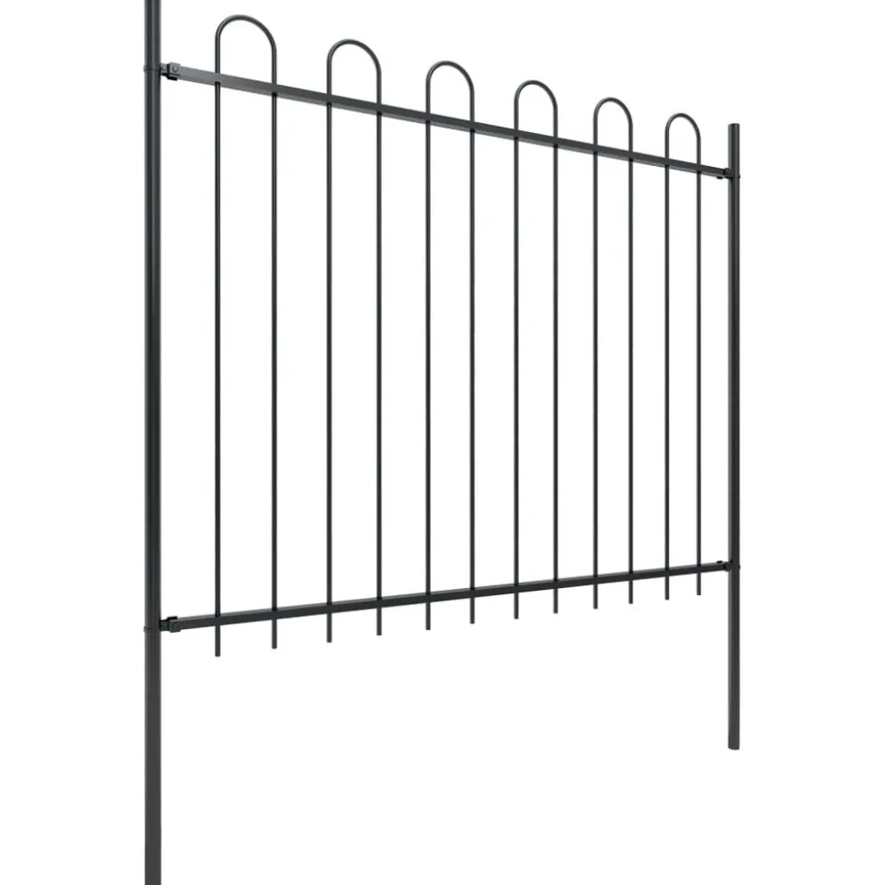 MAISON EXCLUSIVE - Clôture de jardin avec dessus en cerceau acier 5,1 x 1,5 m noir