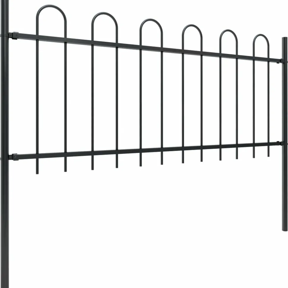 MAISON EXCLUSIVE - Clôture de jardin avec arceau en acier 714,5 x 80 cm noir