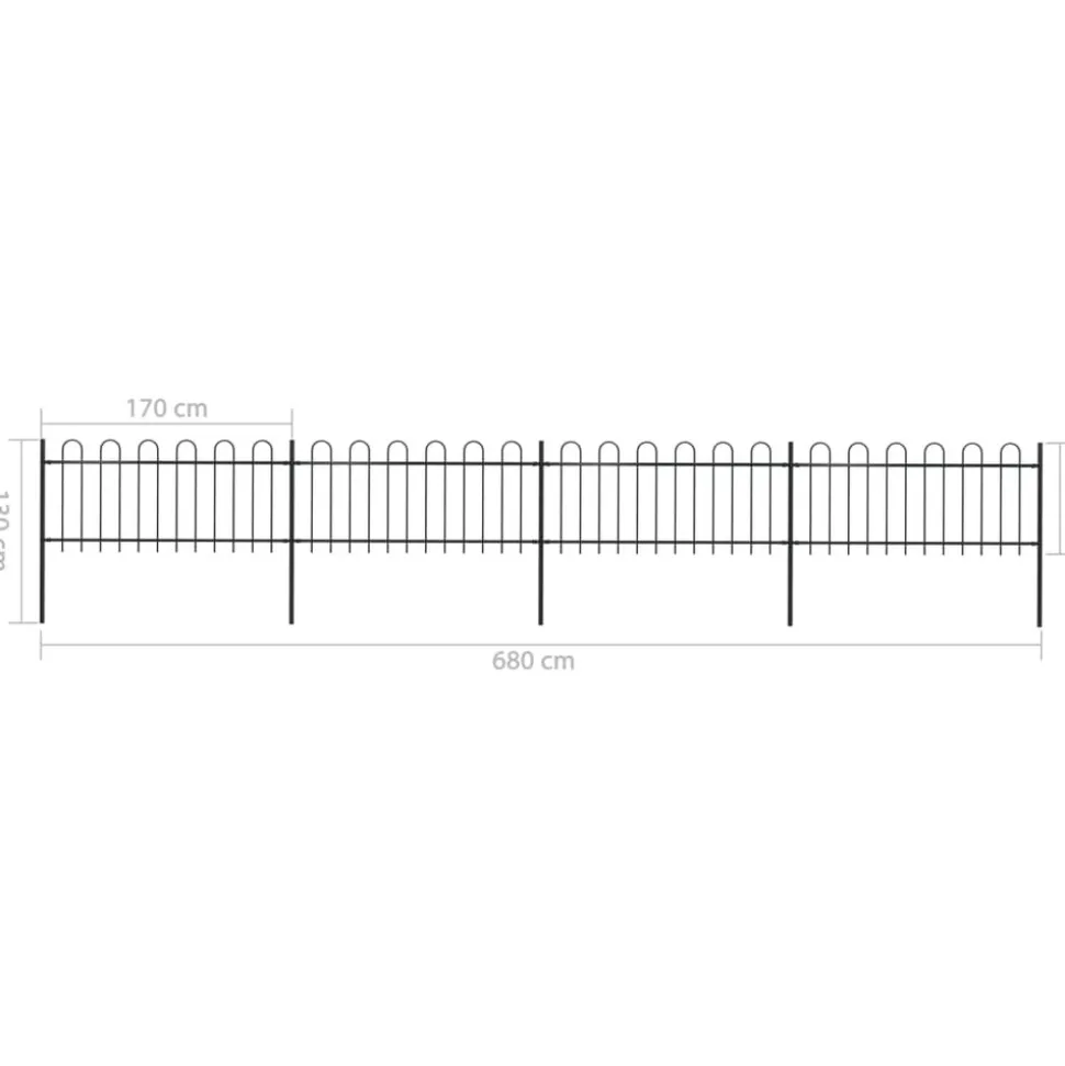 MAISON EXCLUSIVE - Clôture de jardin avec arceau en acier 714,5 x 80 cm noir