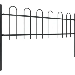 MAISON EXCLUSIVE - Clôture de jardin avec arceau en acier 359 x 60 cm noir