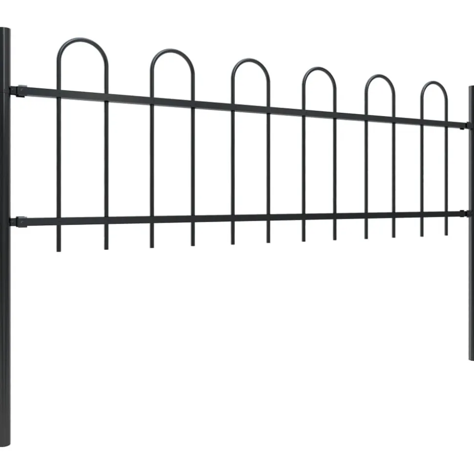 MAISON EXCLUSIVE - Clôture de jardin avec arceau en acier 714,5 x 60 cm noir
