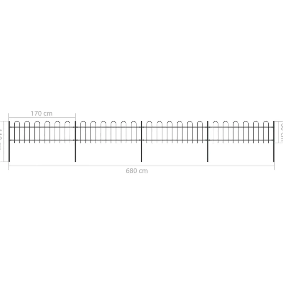 MAISON EXCLUSIVE - Clôture de jardin avec arceau en acier 714,5 x 60 cm noir