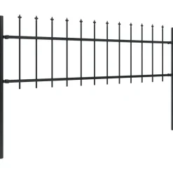 MAISON EXCLUSIVE - Clôture de jardin avec dessus en forme de lance en acier 1603,5 x 60 cm noir