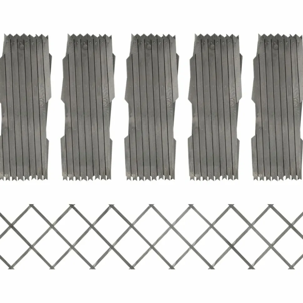 MAISON EXCLUSIVE - Clôture à treillis 5 pcs gris bois de sapin massif 180x30 cm