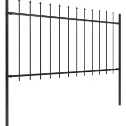 MAISON EXCLUSIVE - Clôture de jardin avec dessus en forme de lance en acier 1426 x 100 cm noir