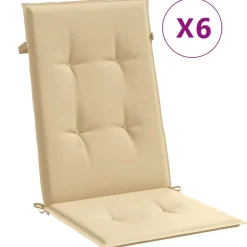MAISON EXCLUSIVE - Coussins de chaise à dossier haut lot de 6 beige mélangé tissu