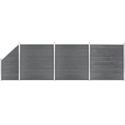 MAISON EXCLUSIVE - Ensemble de clôture wpc 3 carré + 1 incliné 619 x 186 cm gris