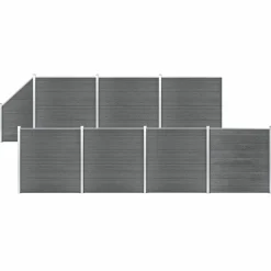 MAISON EXCLUSIVE - Ensemble de clôture wpc 7 carré + 1 incliné 1311x186 cm gris