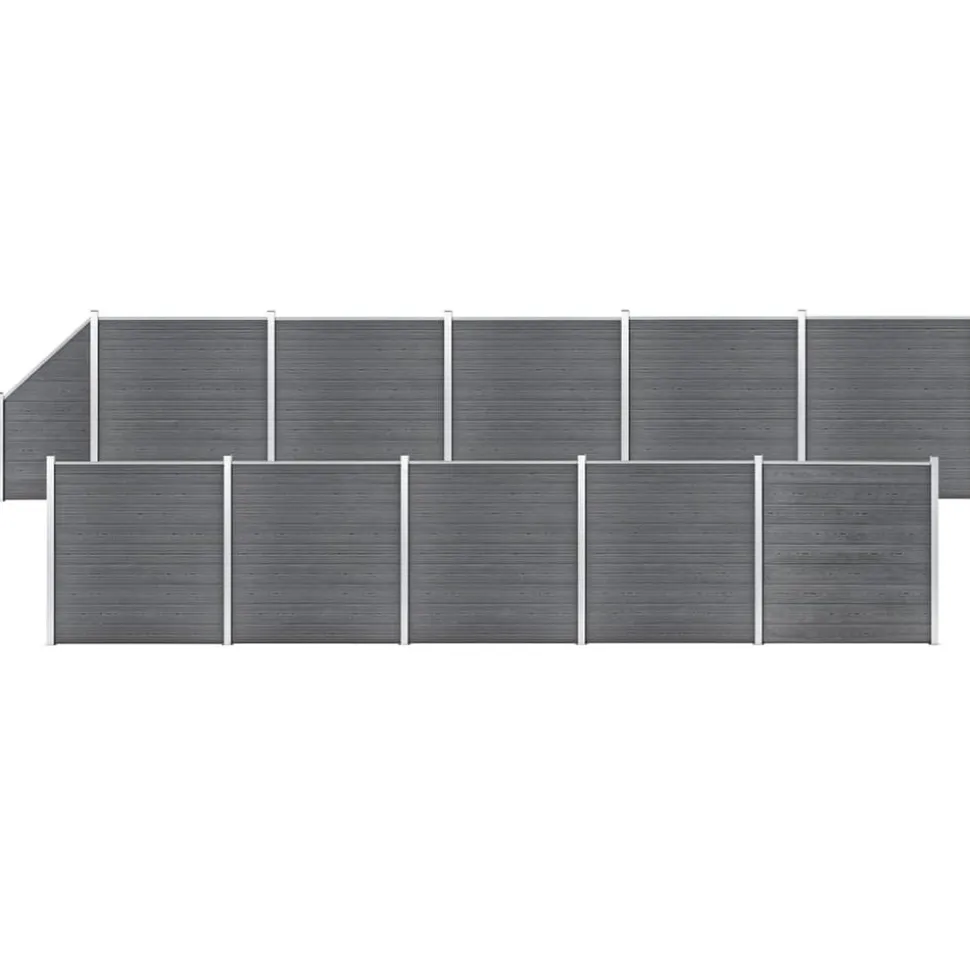MAISON EXCLUSIVE - Ensemble de clôture wpc 10 carré + 1 incliné 1830x186 cm gris