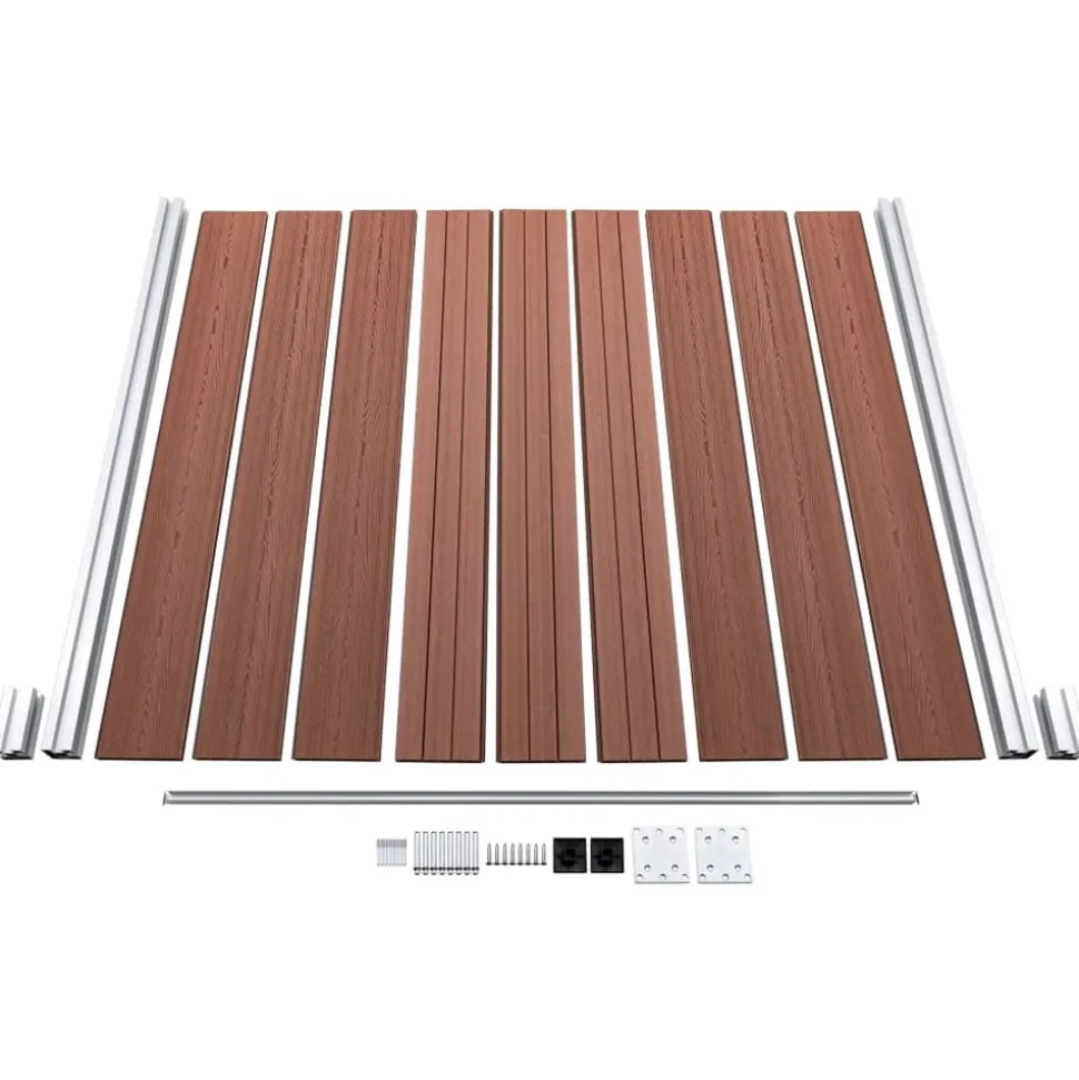 MAISON EXCLUSIVE - Ensemble de clôture wpc 5 carré + 1 incliné 965 x 186 cm marron