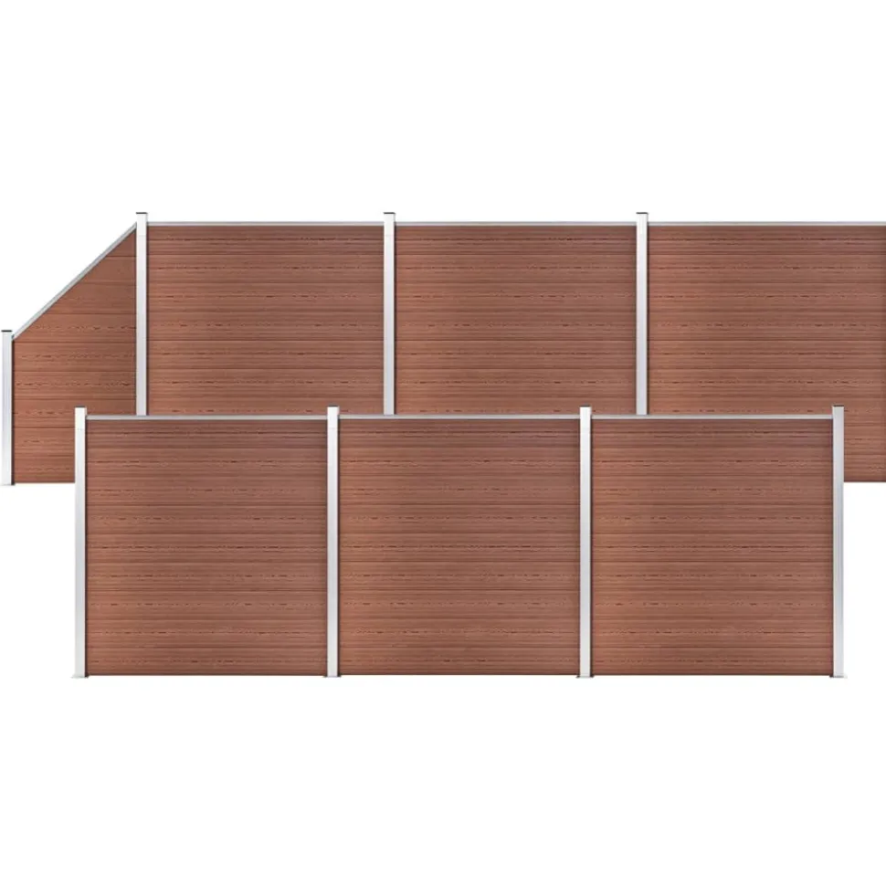 MAISON EXCLUSIVE - Ensemble de clôture wpc 6 carré + 1 incliné 1138x186 cm marron