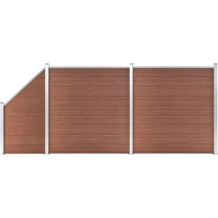 MAISON EXCLUSIVE - Ensemble de clôture wpc 2 carré + 1 incliné 446 x 186 cm marron