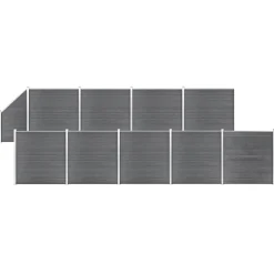 MAISON EXCLUSIVE - Ensemble de clôture wpc 9 carré + 1 incliné 1657x186 cm gris