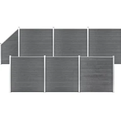 MAISON EXCLUSIVE - Ensemble de clôture wpc 6 carré + 1 incliné 1138x186 cm gris