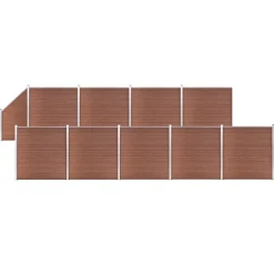 MAISON EXCLUSIVE - Ensemble de clôture wpc 9 carré + 1 incliné 1657x186 cm marron