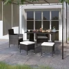 MAISON EXCLUSIVE - Jeu de chaise et tabouret de jardin 4 pcs résine tressée noir
