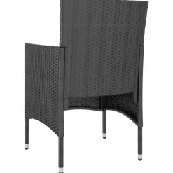 MAISON EXCLUSIVE - Jeu de chaise et tabouret de jardin 4 pcs résine tressée noir