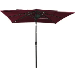 MAISON EXCLUSIVE - Parasol de jardin à 3 niveaux mât en aluminium rouge bordeaux