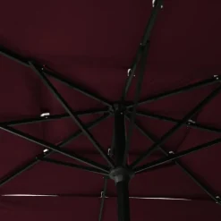 MAISON EXCLUSIVE - Parasol de jardin à 3 niveaux mât en aluminium rouge bordeaux