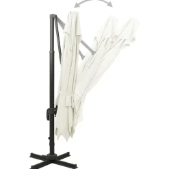 MAISON EXCLUSIVE - Parasol de jardin en porte-à-faux avec double toit sable