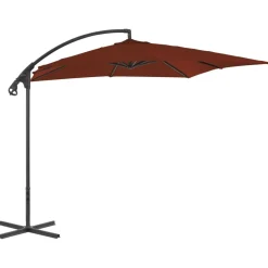MAISON EXCLUSIVE - Parasol de jardin en porte-à-faux avec mât en acier terre cuite