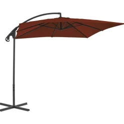 MAISON EXCLUSIVE - Parasol de jardin en porte-à-faux avec mât en acier terre cuite