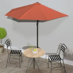MAISON EXCLUSIVE - Parasol de balcon et mât en aluminium terre cuite 270x144x222cm