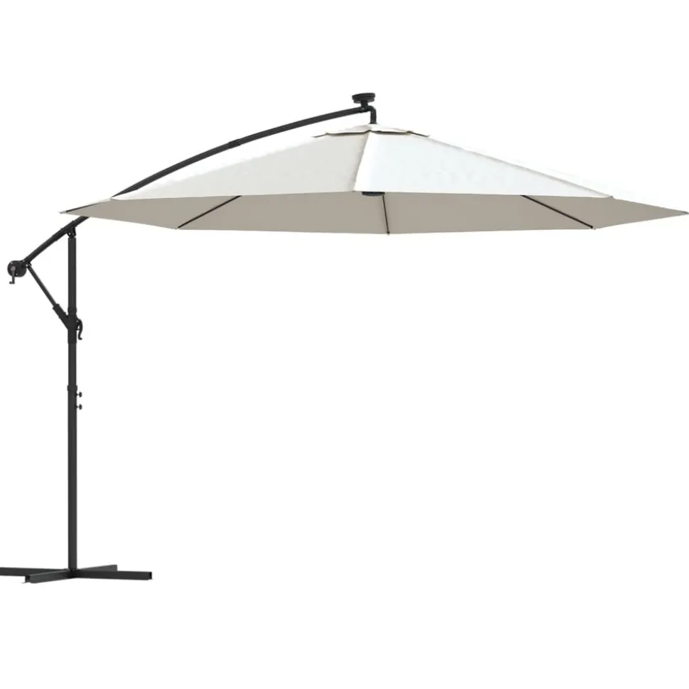 MAISON EXCLUSIVE - Parasol de jardin en porte-à-feux et lumières led mât en métal