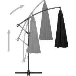 MAISON EXCLUSIVE - Parasol suspendu avec poteau noir 3 m