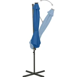 MAISON EXCLUSIVE - Parasol de jardin en porte-à-faux et mât et lumières led