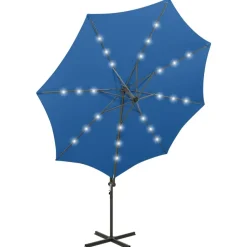 MAISON EXCLUSIVE - Parasol de jardin en porte-à-faux et mât et lumières led
