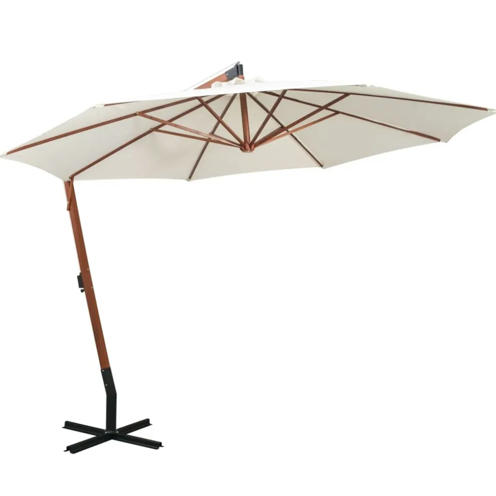 MAISON EXCLUSIVE - Parasol suspendu avec poteau en bois 350 cm blanc