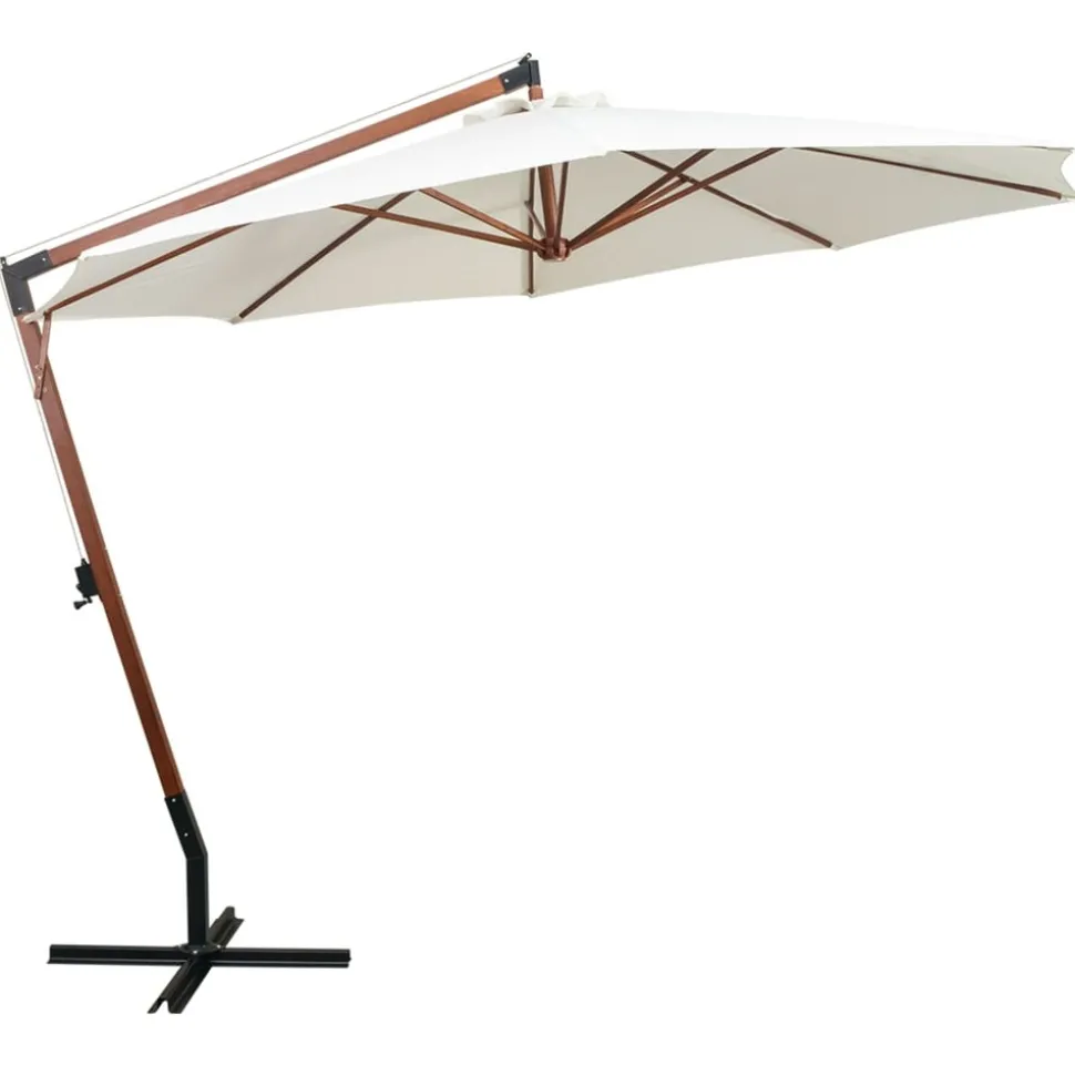 MAISON EXCLUSIVE - Parasol suspendu avec poteau en bois 350 cm blanc
