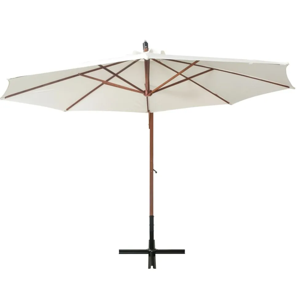 MAISON EXCLUSIVE - Parasol suspendu avec poteau en bois 350 cm blanc