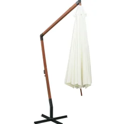MAISON EXCLUSIVE - Parasol suspendu avec poteau en bois 350 cm blanc