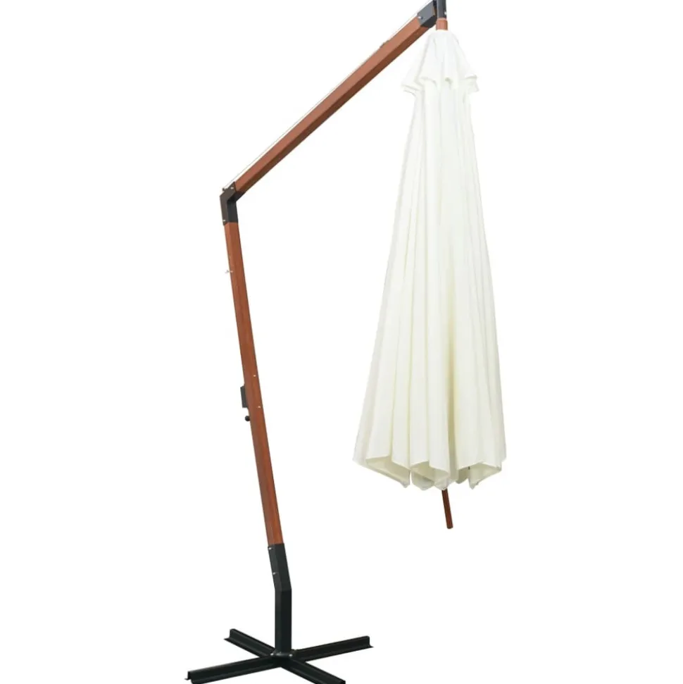 MAISON EXCLUSIVE - Parasol suspendu avec poteau en bois 350 cm blanc