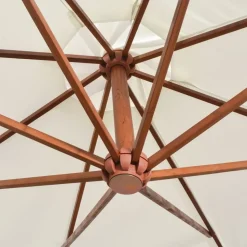 MAISON EXCLUSIVE - Parasol suspendu avec poteau en bois 350 cm blanc