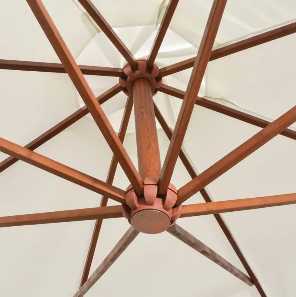 MAISON EXCLUSIVE - Parasol suspendu avec poteau en bois 350 cm blanc