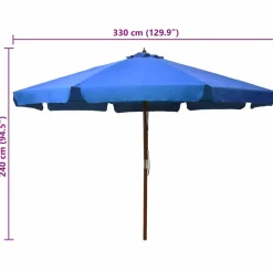 MAISON EXCLUSIVE - Parasol d'extérieur avec mât en bois 330 cm bleu azuré