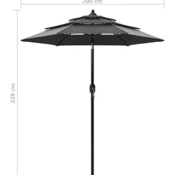 MAISON EXCLUSIVE - Parasol de jardin à 3 niveaux avec mât en aluminium anthracite