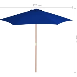 MAISON EXCLUSIVE - Parasol de jardin avec mât en bois bleu 270 cm