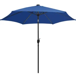 MAISON EXCLUSIVE - Parasol de jardin et lumières led mât en aluminium bleu azuré