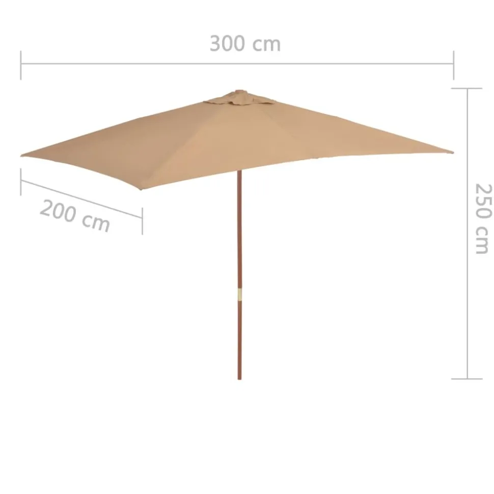 MAISON EXCLUSIVE - Parasol d'extérieur avec mât en bois 200 x 300 cm taupe