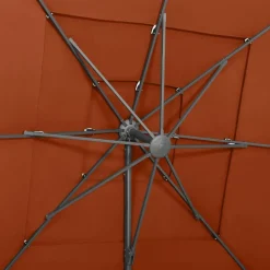 MAISON EXCLUSIVE - Parasol de jardin à 4 niveaux avec mât en aluminium terre cuite